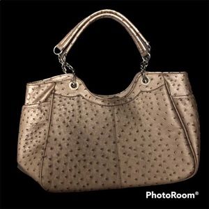 Faux leather purse - bronze colored,  ostrich design